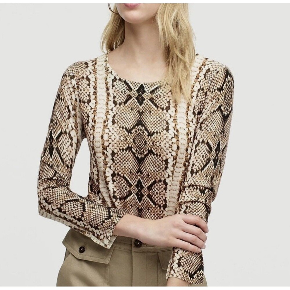 J Crew Tippi Sweater Size XL Merino Wool Snakeskin Python Crew Neck